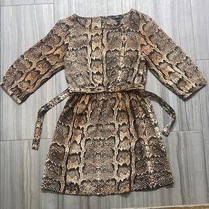 H&M Snake Print Midi Dress - Brown and Black